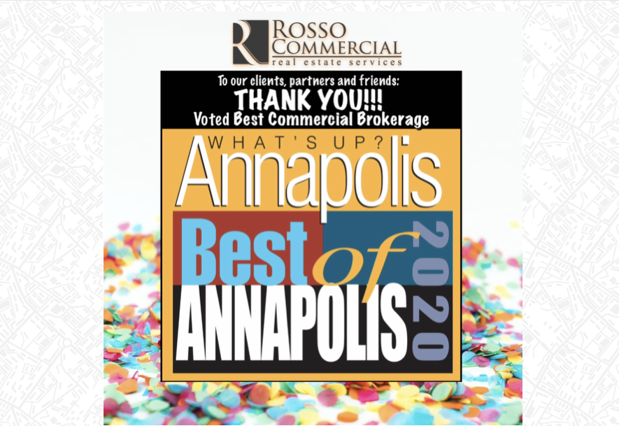 Rosso Commercial wins Best Commercial Brokerage Firm by What’s Up? Media for both Annapolis & West A.A. County